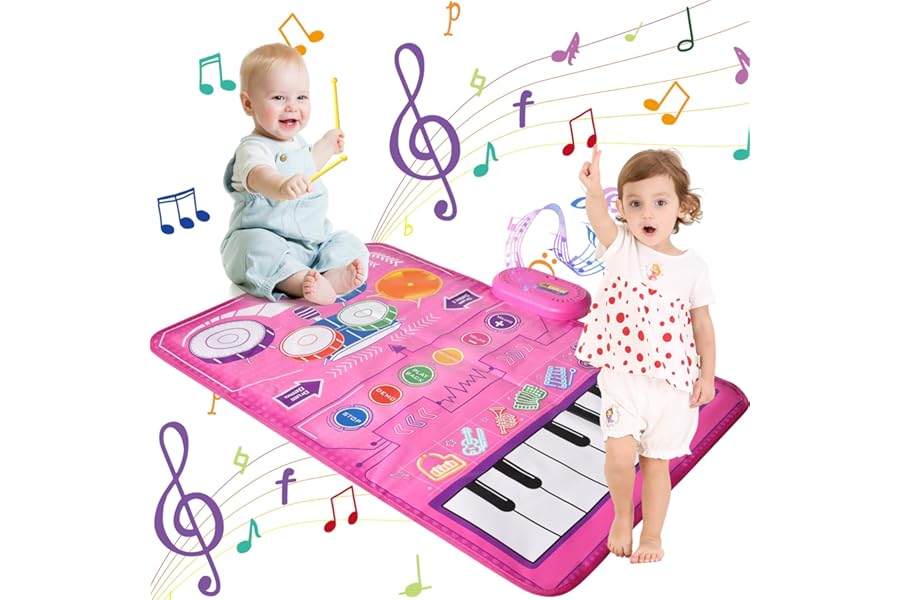 Music Mat Baby Toys 0-6 months Toddler Toys for 1 2 3 Year Old Girls Gifts for 1 2 3 Year Old Girls Birthday Presents 1st Birthday Gifts for Girls Toys for 1+ Year Old Girls Sensory Toys for Baby
