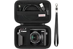 Supmay Harte Reisehülle für Canon Powershot G7 X Mark II/G7 X Mark III Digitalkamera, schützende Aufbewahrungstasche mit Reißverschluss Mesh Tasche für Akku, Ladekabel und anderes Zubehör, Schwarz