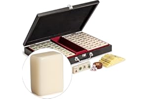 YELLOW MOUNTAIN IMPORTS Juego Profesional de Mahjong Chino, Pro Set - con 148 Fichas de Tamaño Mediano y Estuche de Madera