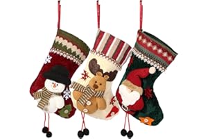 Ailvor Nikolausstrumpf, 3 Stück Weihnachtsstrumpf, Nikolausstiefel zum Befüllen & Aufhängen, Nikolaussocke Weihnachtsdekoration für Kamin, Weihnachtsbaum, Wand, Treppe