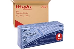 WypAll X50 Colour Coded Cleaning Cloths 7441 - Blue Wiping Cloths - 1 Pack x 50 Interfolded Colour Coded Cloths