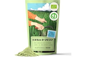 NaturaleBio Erba d’orzo in Polvere Biologica Cruda, 200g. Bio, Naturale e Pura, Coltivata in Europa, ideale per succo verde, frullati o ricette. Adatta a Vegetariani e Vegani.