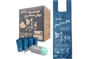 Heart of Tafiti Hundekotbeutel mit henkel, kotbeutel für hunde, kompostierbar, biologisch abbaubar, auslaufsicher - Beutel 13 x 40 cm, 80 Stück und Beutelspender