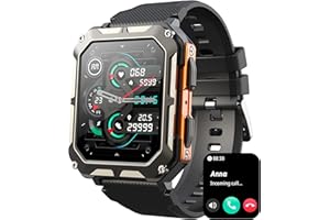 FINDTIME Men's Smartwatch with Phone Function Sports Watches IP68 Waterproof Military Watch 1.83 Inch Fitness Watch with Blood Pressure Measurement 123 Sports Modes Outdoor Tactical Watch Military Smartwatches