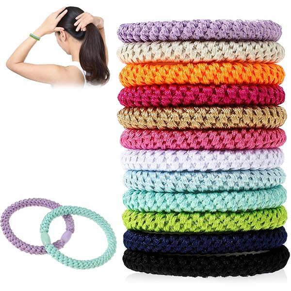 RDNKVB 12 Bunte Haargummis Im Set – Elastisch, Haarschonend, Für Sport, Party & Alltag (ca. 6 Cm Durchmesser)