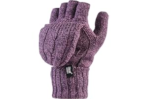 HEAT HOLDERS - Womens Thermal Converter Fingerless Cable Knit 2.3 tog Gloves