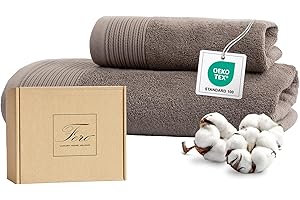Ferò Set Asciugamani Bagno di Lusso 2 Pezzi, OEKO-TEX 100% Cotone Premium 550 g/m², Ultra Morbido e Assorbente, Design Italiano, Coppia Asciugamani Viso e Bidet, Asciugamano 50x100, 50x30 cm, Tortora