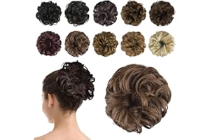 BARSDAR Synthetic Hair Bun Extensions Hairpiece Messy Hair Scrunchies for Women Updo ponytail Extensions -Medium Brown & Light Auburn