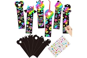 Haooryx 60 segnalibri per San Valentino Magic Scratch Rainbow per la creazione di biglietti per bambini, San Valentino, graffio, colore con adesivo e stili di legno per scuola e forniture artigianali