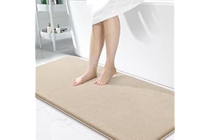 Homaxy Dywan łazienkowy z pianki memory, miękki, antypoślizgowy, nadaje się do prania, gruby, chłonny, dywanik prysznicowy do łazienki, 60 x 120 cm, beżowy