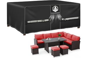 Rimwig Outdoor Garden Furniture Covers Waterproof, Heavy Duty Patio Furniture Set Cover for Outside, Rattan Sofa Cover for Patio Table and Chair Set Rectangular 242x182x100cm