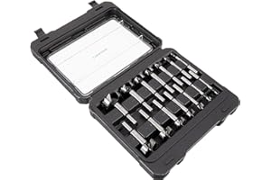 Marca Amazon - Denali Juego de Puntas de Afilado de, 14 Piezas Forstner, con Maletín de Transporte