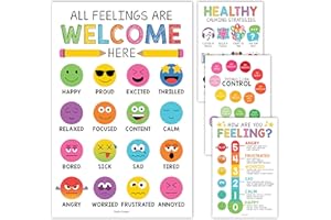 Hadley Designs Gefühle-Tabelle für Kinder im Alter von 4–8 Jahren – Emotions-Diagramm für Kleinkinder von 3–5 Jahren, Poster zur Beratung von Gefühlen im Klassenzimmer, beruhigende Ecke, soziale