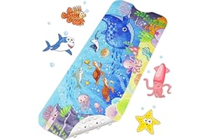 LUZOON Mata do wanny, mata prysznicowa, mata antypoślizgowa, 100 x 40 cm (Ocean)