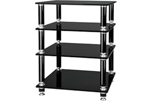 Norstone Stabbl Stand Mobile Hi-Fi, 4 Ripiani, Nero
