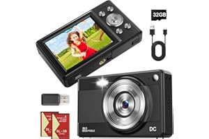 CTALYN Digital Camara de Fotos, Compacta Camara Digital Vintage, Camera Fotografia con Tarjeta 32GB para Niños Principiantes Adulto, 2,8", 56MP, 1080P FHD, Dos Baterías