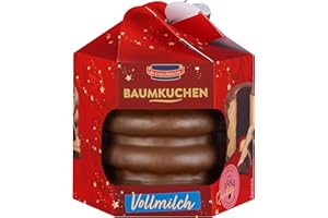 KUCHEN MEISTER KuchenMeister Baumkuchen Vollmilch Schokolade 300 g - Zarte Teigschichten umhüllt von köstlicher Vollmilchschokolade, in Geschenk Schachtel (1 x 300 g)