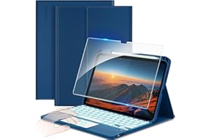 CACOE Cover con Tastiera iPad 11 Generazione (A16) 2025 11" / 10 Generazione 2022 10.9'' con Touchpad [Italiano] Wireless Staccabile, Custodia con Tastiera Illuminazione a 7 Colori, Mare Blu