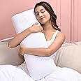MY ARMOR Memory Foam Half Body Side Pillow for Pregnancy & Hugging, Long Cuddle Pillow Suitable for Side Sleepers & Back Support - Velvet Cover - 30x10x5 Inches, White