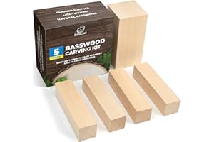 BeaverCraft Blocchi per intaglio in tiglio Taglio del legno per l'intaglio Blocchi per intaglio del legno 5 pezzi Blocchi di legno per artigianato Legno di tiglio per intaglio Legno non finito BW1