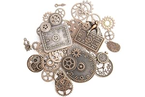 EMBOOT KIMI-HOSI - Juego de 40 piezas mixtas de metal steampunk Cyberpunk, piezas de reloj de metal con forma de cara