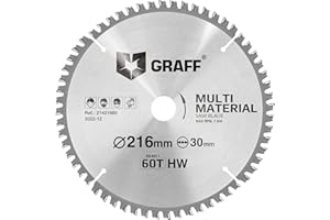 GRAFF Brzeszczot do Piły Tarczowej 216x30 do Drewna Metalu Aluminium Laminat Tworzywo Sztuczne - Tarcza do Piły kompatybilny Piły Tarczowej , Piły Wymiennej, Piły Stołowej, Piły Tarczowej Akumulatorowej - Professional Rzeszczot do Piły Tarczowej 216 mm