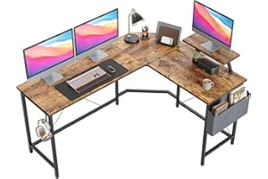 ‎CUBIKER Cubiker Moderner L-förmiger Computertisch, 150 x 120 cm PC-Tisch, Stabiler Schreibtisch für Gaming, Eckschreibtisch mit Monitorständer und Aufbewahrungstasche, ecktisch groß bürotisch, Braun