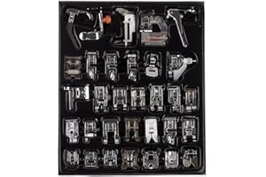 Youngine 32pcs Professionelle Nähmaschine Presser Feet Set Low Shank Snap-on Fuß Kit für Bruder, Sänger, Janome, Viking