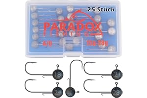 ‎PARADOX FISHING Paradox Fishing Jigköpfe Sets 2/0 3/0 4/0 5-28g - 15/25 St. - Jig Köpfe Gummifisch mit Jighead für Gummifische Zander Angelzubehör