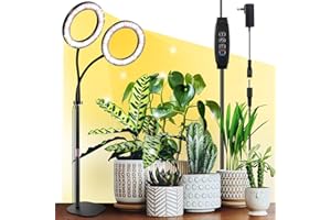 COKOLILA Lampa LED Do Roślin 168 LED 12 V 2 A, Pełne Spektrum, 2 Głowice, Biurko Regulowane 360°, Elastyczny Wąż, 3/9/12 Automatyczny Timer, Drążek Teleskopowy 24-60 cm