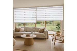 Estores Noche y Día Premium con Galería y cadeneta en Aluminio Máxima Calidad, Estores enrollables con Doble Tejido, Estor Noche y Dia | Color Blanco 200 cm x 250 cm STORESDECO