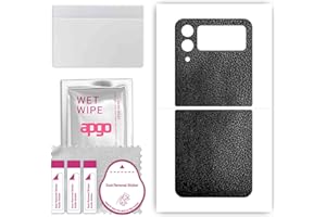 apgo Protecteur Skin, Autocollant, Peau, film en vinyle structuré pour l'arrière au modèle Samsung Galaxy Z Flip4 avec motif Cuir noir