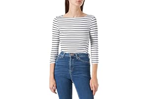 Amazon Essentials T-shirt Col Bateau Coupe Ajustée à Manches 3/4 Femme