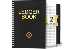 ZENO Accounts Book – 2 Pack Ledger Books for Self Employed, Cash Book, Bookkeeping Account Book, Accounting Ledger, Expense Tracker, Finance Record Notebook – Black
