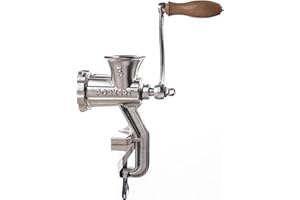 Porkert Fleischwolf manuell Größe 5 aus Gusseisen, mit einem Messer und einer Lochscheibe Ø 4,5 mm