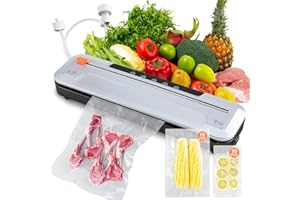 Pgtc Envasadora al Vacío Potente,65Kpa para Conservar Alimentos,Modos Seco y Húmedo,Diseño Compacto,Incluye Bolsas de Vacío,Selladora automática de Alimentos para Bolsas,Frascos y Recipientes