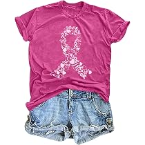 hohololo T-shirt ottobre rosa da donna a maniche lunghe con cuore