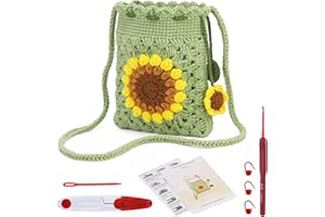 ENCHOL Beginner Crochet Kit, Sunflower Phone Bag Crochet Kit, Complete Crochet Kits for Starters Adults with Step-by-Step Video Tutorials for DIY Craft Creations