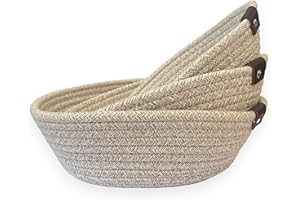 ASTER HOME Set di 3 Cestini Portaoggetti – Cestino in Corda di Cotone – Organizer per Cucina, Soggiorno, Bagno - Contenitori Multiuso per Giocattoli, Chiavi, Telecomandi - Cestini in Tessuto (Beige)