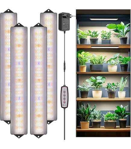 SciFiVisi 4 stuks plantenlamp, 540 leds, volledig spectrum, groeilampen met timer, 10 soorten helderheid, plantenlamp, plantenlicht, groeilicht voor kamerplanten
