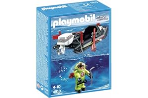 Playmobil - 4910 - Jeu de Construction - Bateau Pneumatique avec Scaphandrier