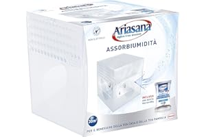 Ariasana Kit Mini Deumidificatore, Assorbi umidità fino a 30 m², Assorbiumidità anche per cantina, stanzino, bagno, cucina, camper, Dispositivo e 1 ricarica in sali da 450 g