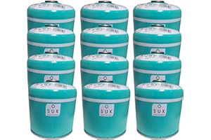 SOUK ONE Cartouche de gaz butane de qualité supérieure - 500 g (880 ml) - 1 x 2 x 4 x 8 x 12 - Avec valve à vis EN417, valve B188, réchaud de camping, chauffage à gaz, cartouche de gaz butane de