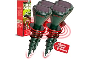 PATTLER® Lot de 4 répulsifs Anti-Taupes – Répulsif Efficace Contre Les Taupes sur env. 800 m² – Utilisation Flexible grâce au Panneau Solaire – Design innovant à vis Augmente l'efficacité