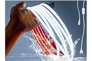 ALUMAR Tira LED COB (Largo 5 Metros) 296LEDS/M, 220V Conexión directa EU sin transformador, Protección IP65, Uso Interior y Exterior, Para techos, salones, cocinas, baños, oficinas. (6500K Blanco frío)