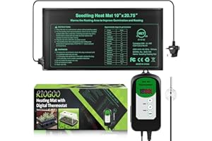 RIOGOO 24x52cm Seedling Heat Mat and Thermostat Controller 20-42°C Digital Thermostat Controller IP68 Waterproof (Heated mat+Thermostat Controller)