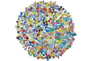DOIOVE 500 g kits de métier des tuiles de la mosaïque, Mélange de pierres de mosaïque en verre transparent et pailleté pour bricolage, sous-verres, lampes, miroirs, porte-stylos, cadres photo, pots et vases