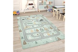 ‎PACO HOME Paco Home Kinderteppich Teppich Kinderzimmer Spielmatte Straßenteppich Spielteppich, Grösse:80x150 cm, Farbe:Türkis