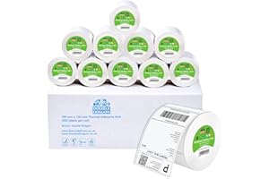 Double Dragon Etiqueta Térmica Directa Autoadhesiva Premium 100 x 150 mm (4" x 6") para Impresoras Zebra y MUNBYN [10 Rollos - 5000 Etiquetas]