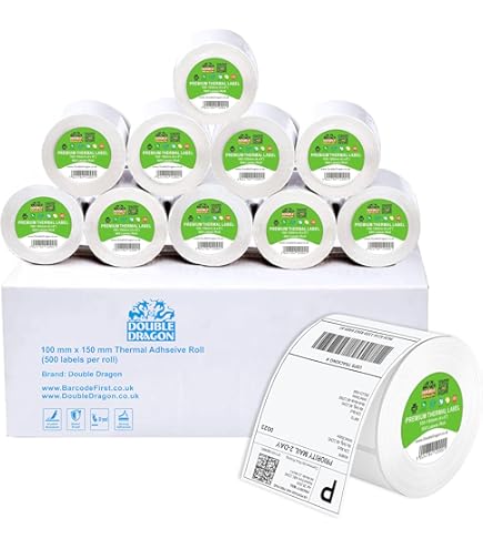 BETCKEY - 102mm x 152mm(4 in x 6 in) Perforadas Etiquetas Térmicas de Envío en Blanco Compatible con impresoras Zebra y otras [10 Rollen/2500 Etiquetas